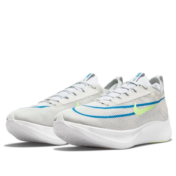 Nike Zoom Fly 4 'White Imperial Blue Lime Glow' CT2392-100 Mens Size 9.5 - Picture 3 of 6